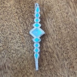 Turquoise & rhinestone quartz watch
